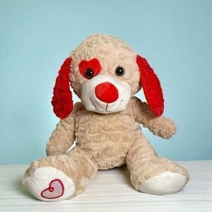 Homerbest Puppy Dog Plush Light Brown Red Heart Stuffed Animal 13” Valentine’s